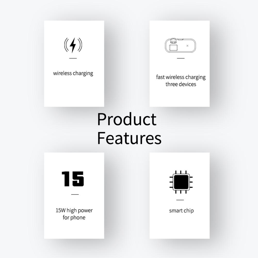 15W 3 In 1 Fast Wireless Charger For Iphone 12 iWatch AirPords SP