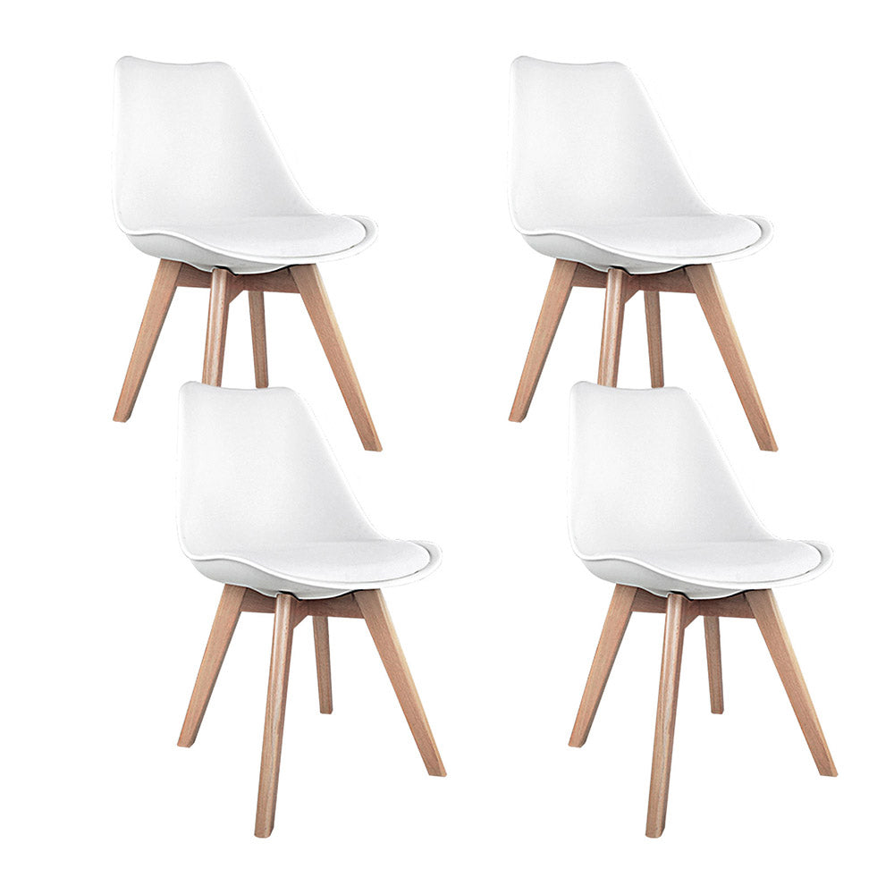 Artists Set of 4 White Padded Dining Chair