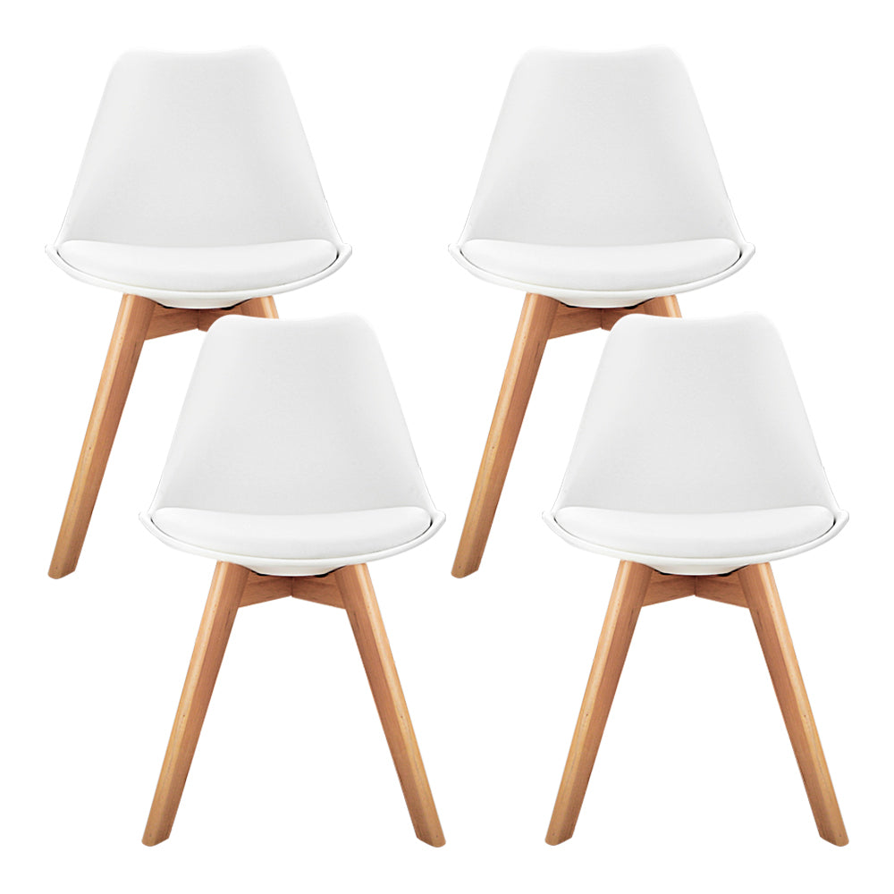 Artists Set of 4 White Padded Dining Chair