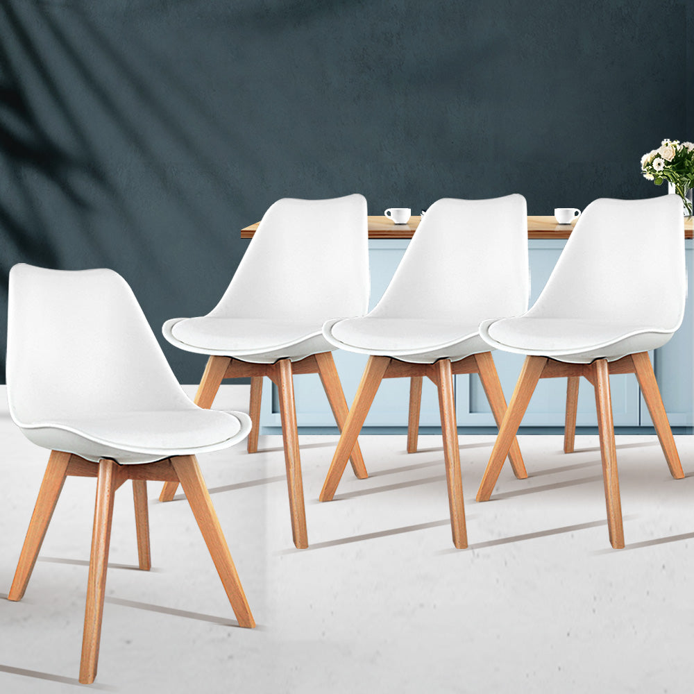 Artists Set of 4 White Padded Dining Chair