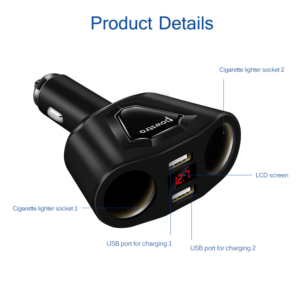 3.1A Dual USB Car Charger Cigarette Lighter
