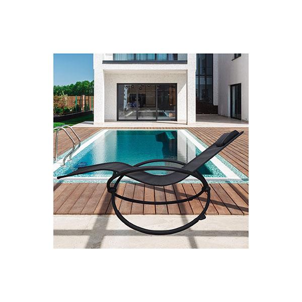 Zero Gravity Black Portable Foldable Rocking Chair Recliner