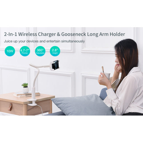 Flexible Arm's Smartphone Holder with Wireless Charger