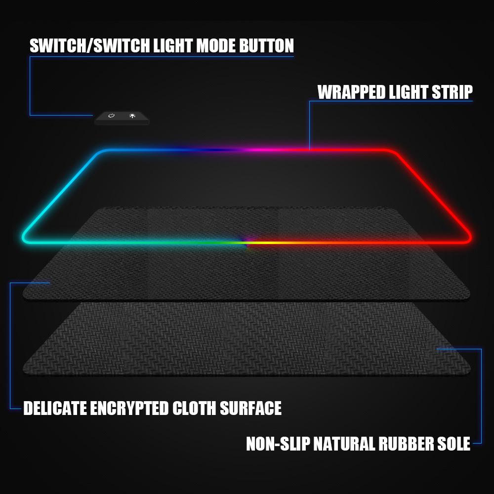 RGB Soft Large Gaming Mouse Pad Non-Slip Oversize Glowing Led Extended