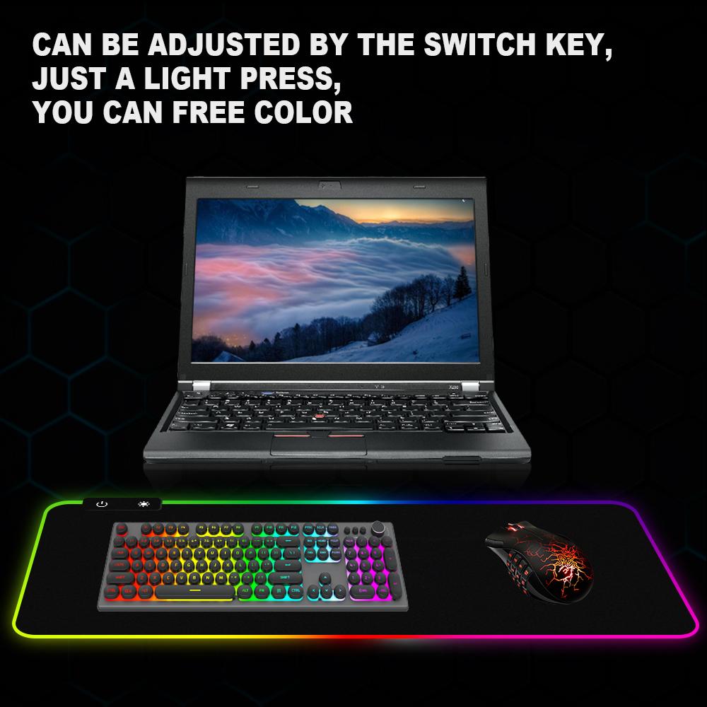RGB Soft Large Gaming Mouse Pad Non-Slip Oversize Glowing Led Extended