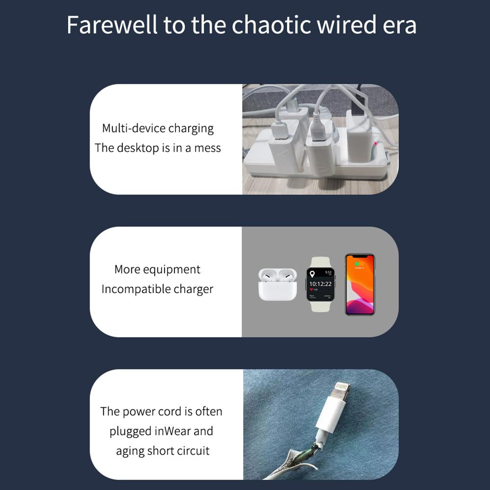 15W 3 In 1 Fast Wireless Charger For Iphone 12 iWatch AirPords SP