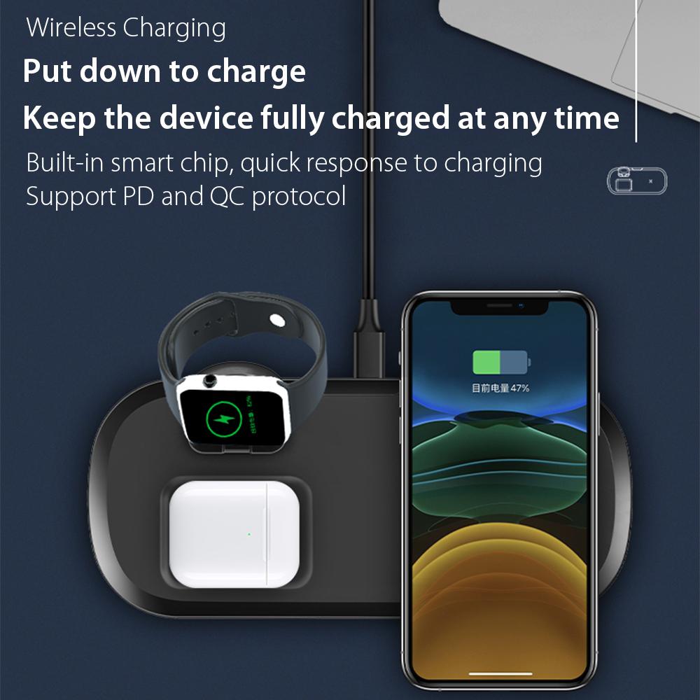 15W 3 In 1 Fast Wireless Charger For Iphone 12 iWatch AirPords SP