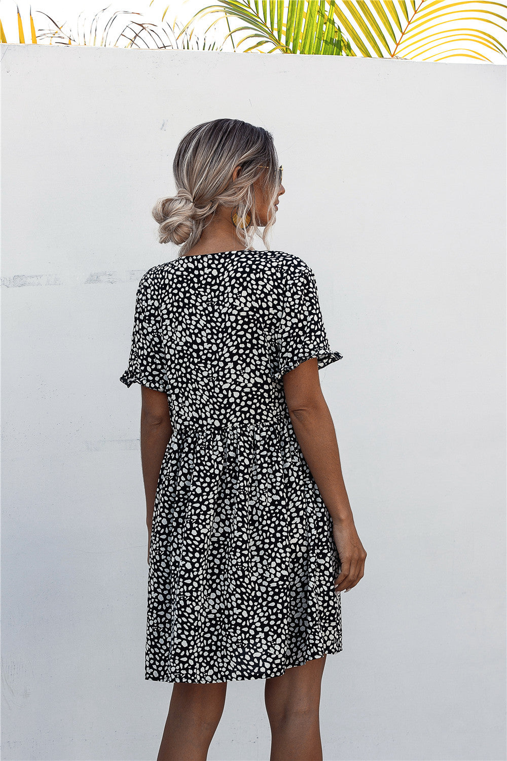 Polka Dot Button down Pocketed Dress