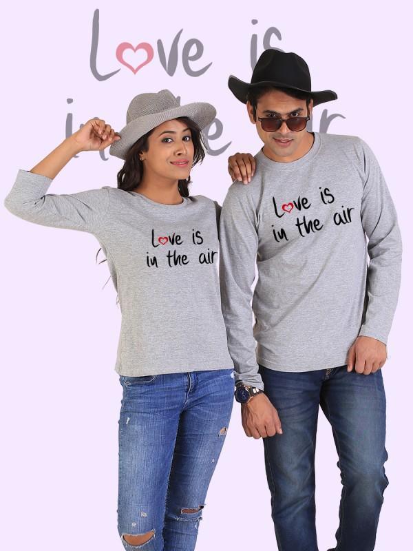 Love is in the Air Couple Full Sleeves Gray